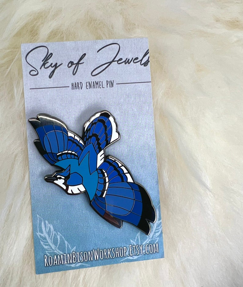 Blue Jay Hard Enamel Pin Blue Jay Pin Bird Pin Animal Pin Art Deco image 2