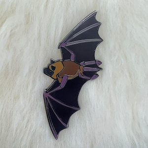 Little Brown Bat Enamel Pin: Art Deco Nickel Black Finish