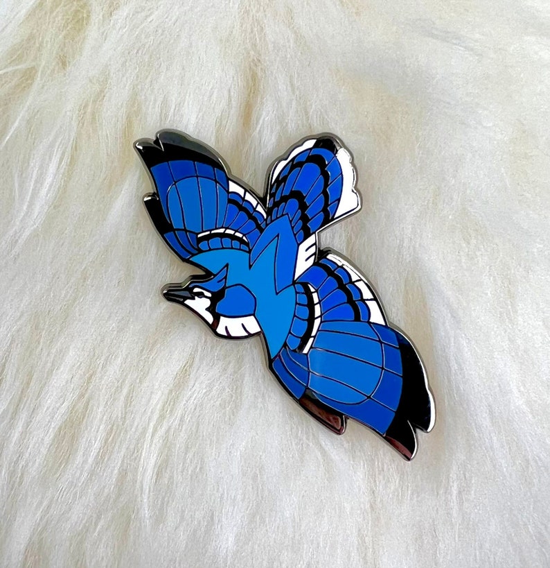 Blue Jay Hard Enamel Pin Blue Jay Pin Bird Pin Animal Pin Art Deco image 1