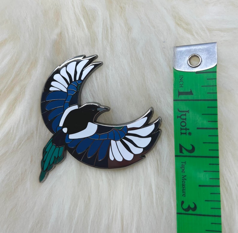 Magpie Bird Hard Enamel Pin Magpie Pin Bird Pin Art Deco image 4