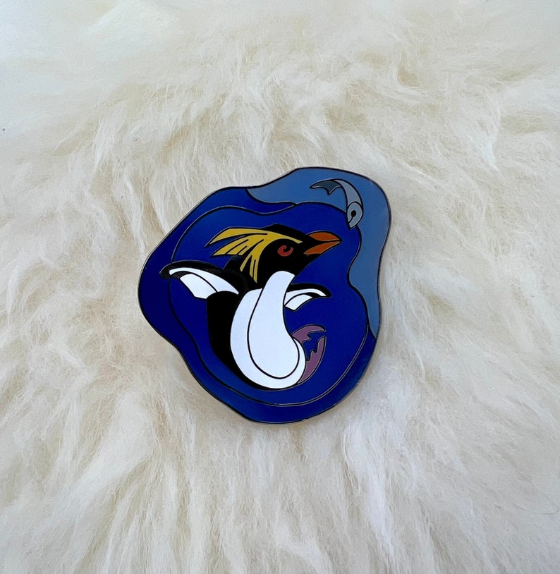 Rockhopper Penguin Hard Enamel Pin Penguin Pin Bird Pin Animal Pin image 1