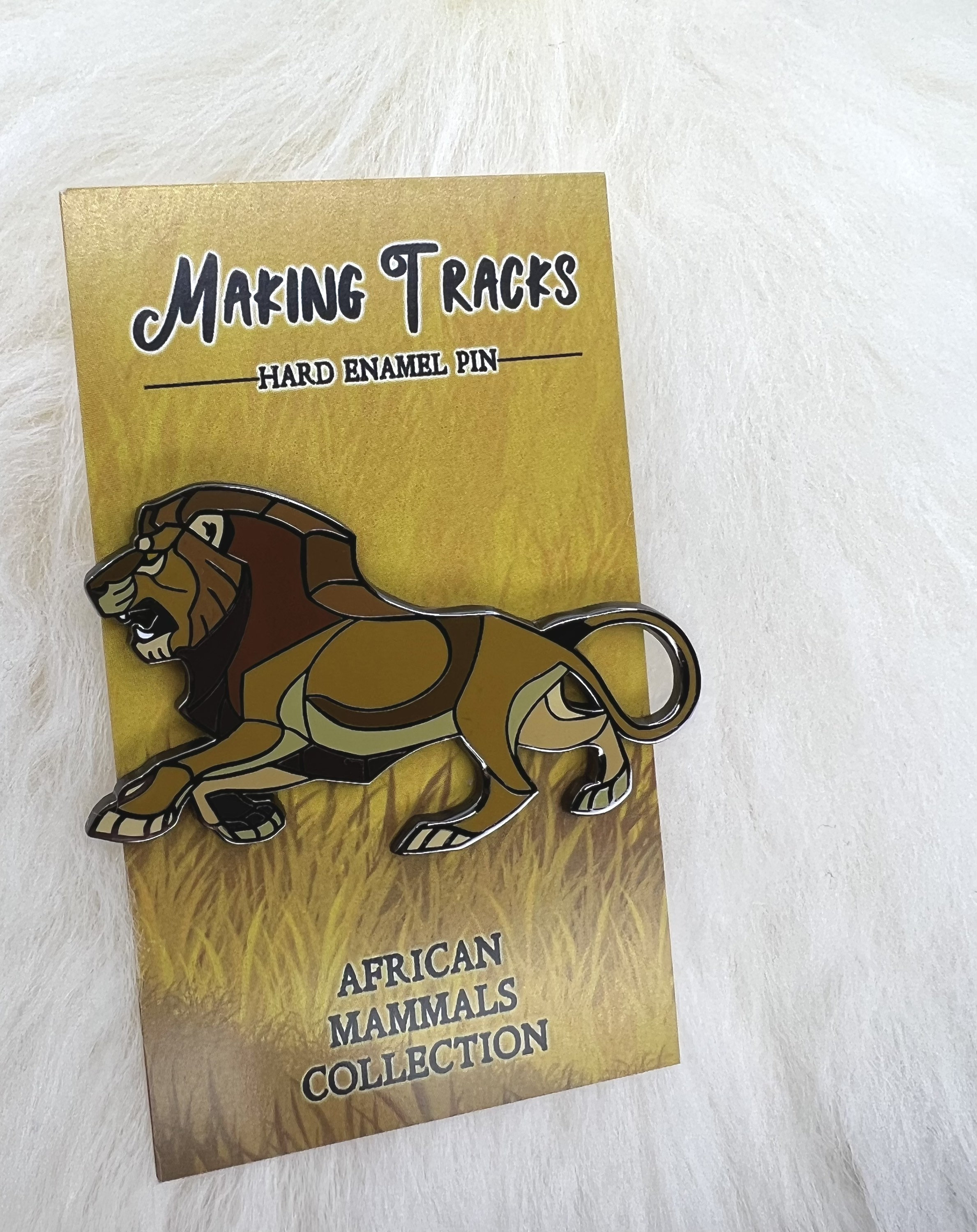 African Lion Hard Enamel Pin Lion Pin Animal Pin Art Etsy