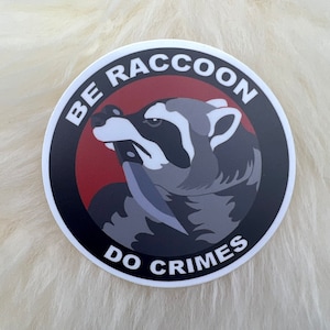 Be Raccoon Do Crimes Vinyl Sticker: Waterproof Funny Political Decal