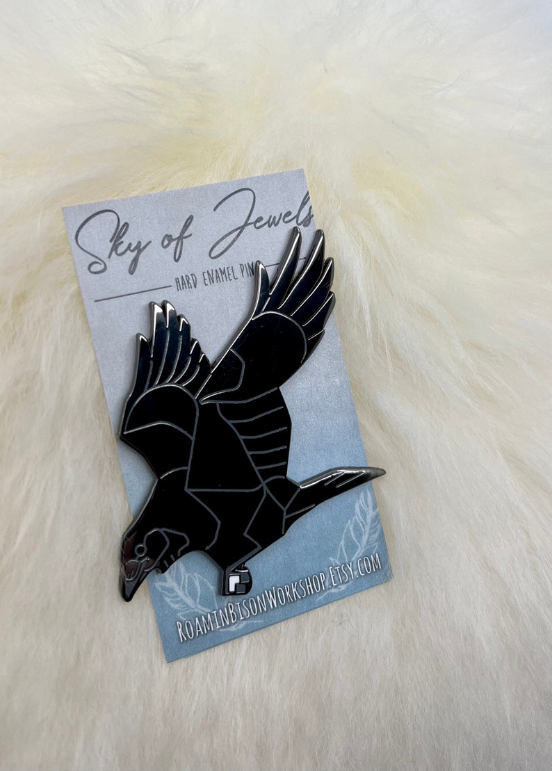 Raven Hard Enamel Pin Raven Pin Crow Pin Bird Pin Art Deco image 2