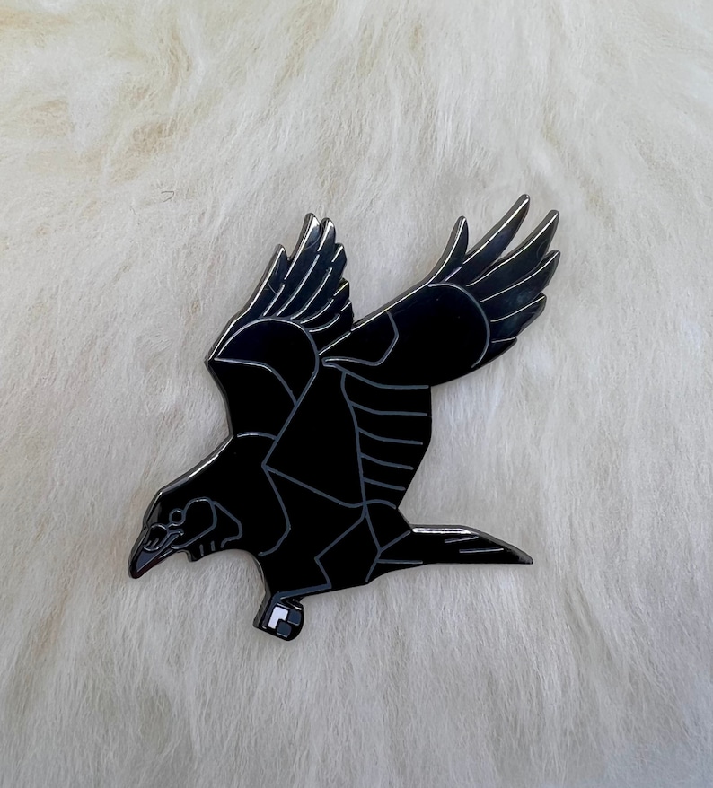 Raven Hard Enamel Pin Raven Pin Crow Pin Bird Pin Art Deco image 1