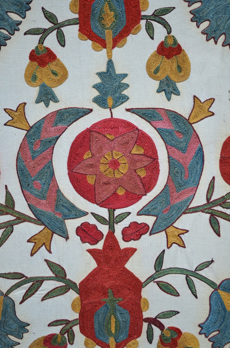 Vintage Suzani embroidery with unusual design