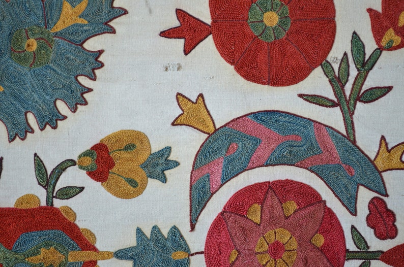 Vintage Suzani embroidery with unusual design