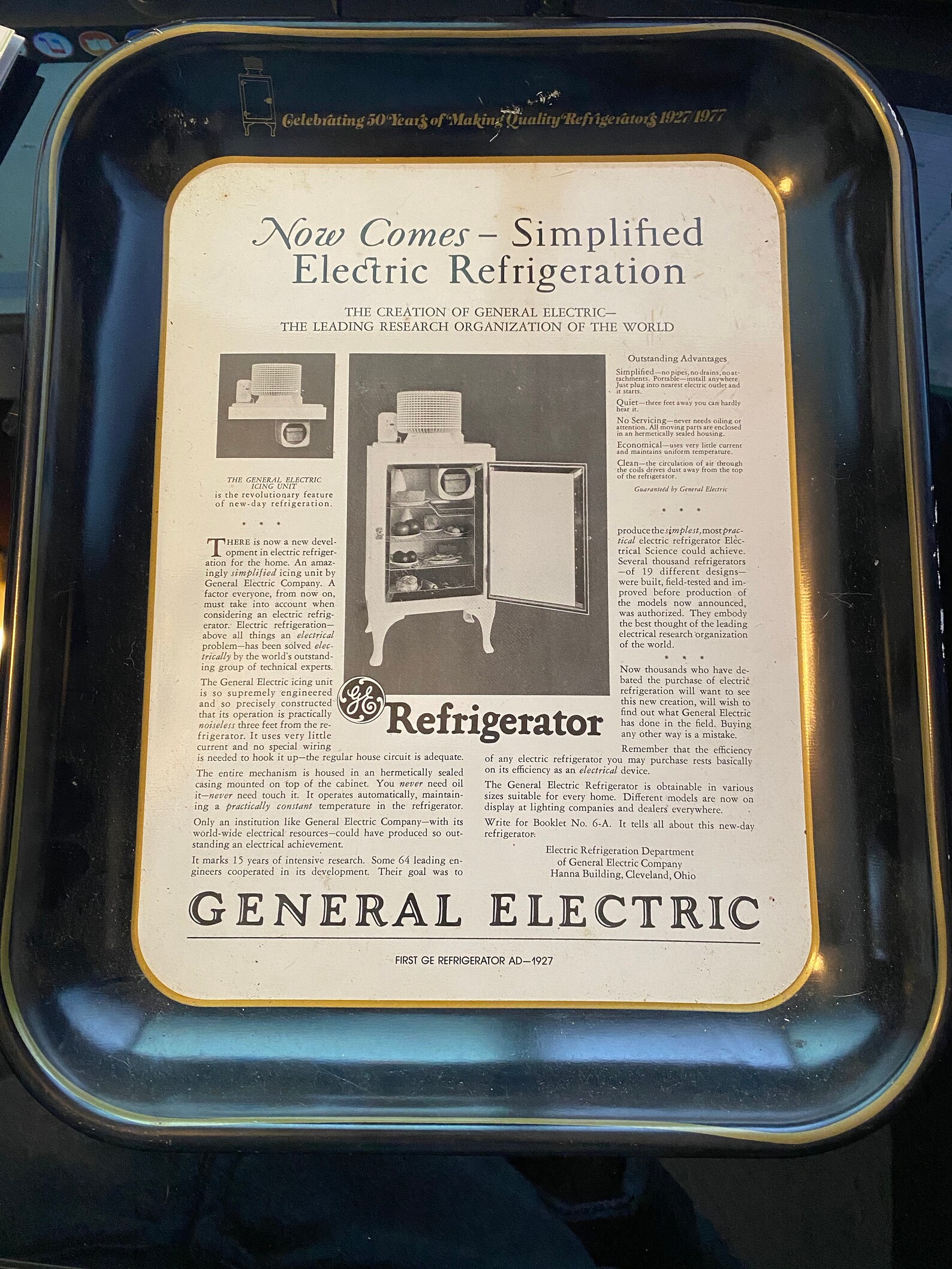GE 50th Anniversary First Refrigerator Ad 1927 Commemorative Etsy