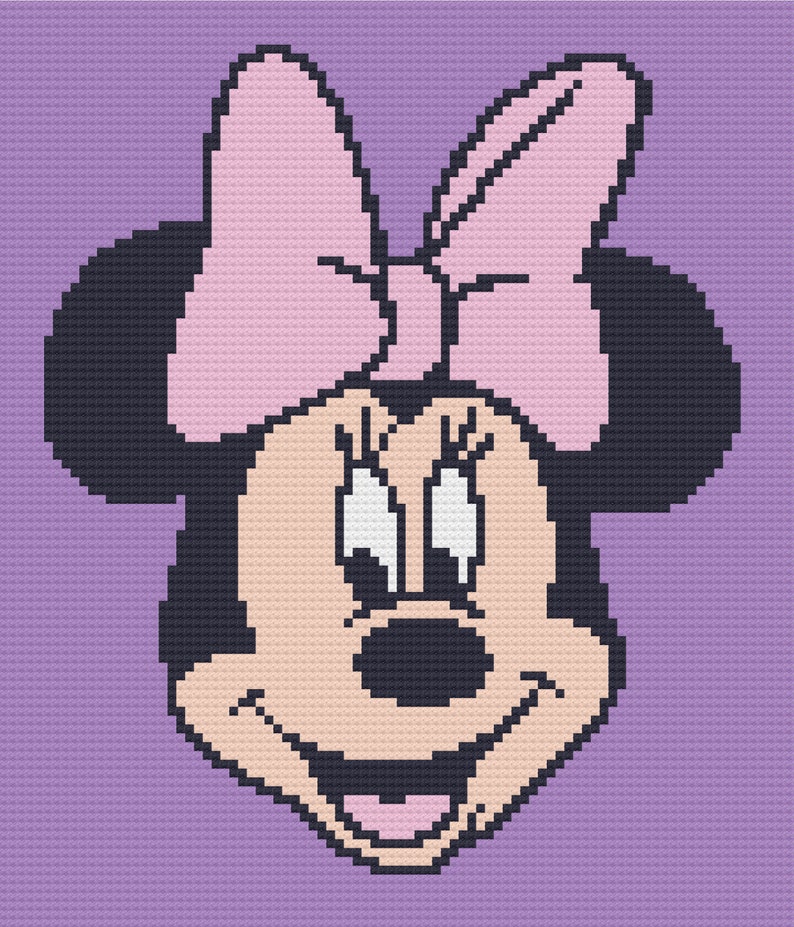 Minnie Mouse Head C2c Graph And Written Pattern Etsy