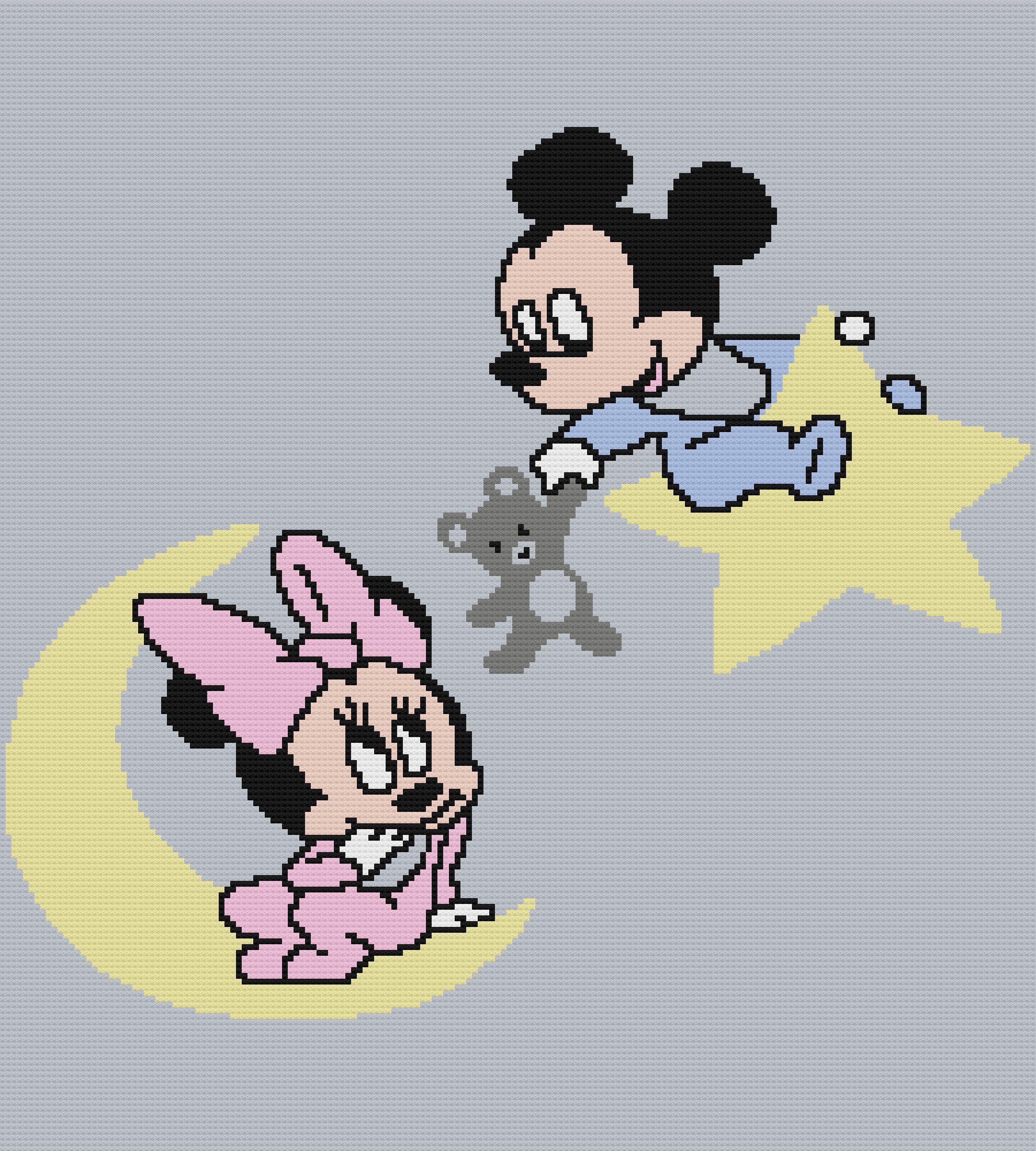 Baby Mickey And Minnie Mouse Crochet Graph And Written Pattern Etsy Australia
