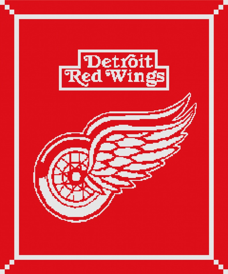 Detroit Red Wings Crochet Graph and Written Pattern | Etsy
