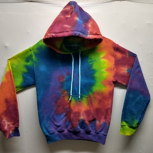 XSmall Tie Dye Hoodie, Rainbow Spiral Design