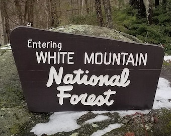 36" Replica White Mountain National Forest Sign, New Hampshire Art, Large carved Wooden Sign, Nature Decor, Gift for Hikers