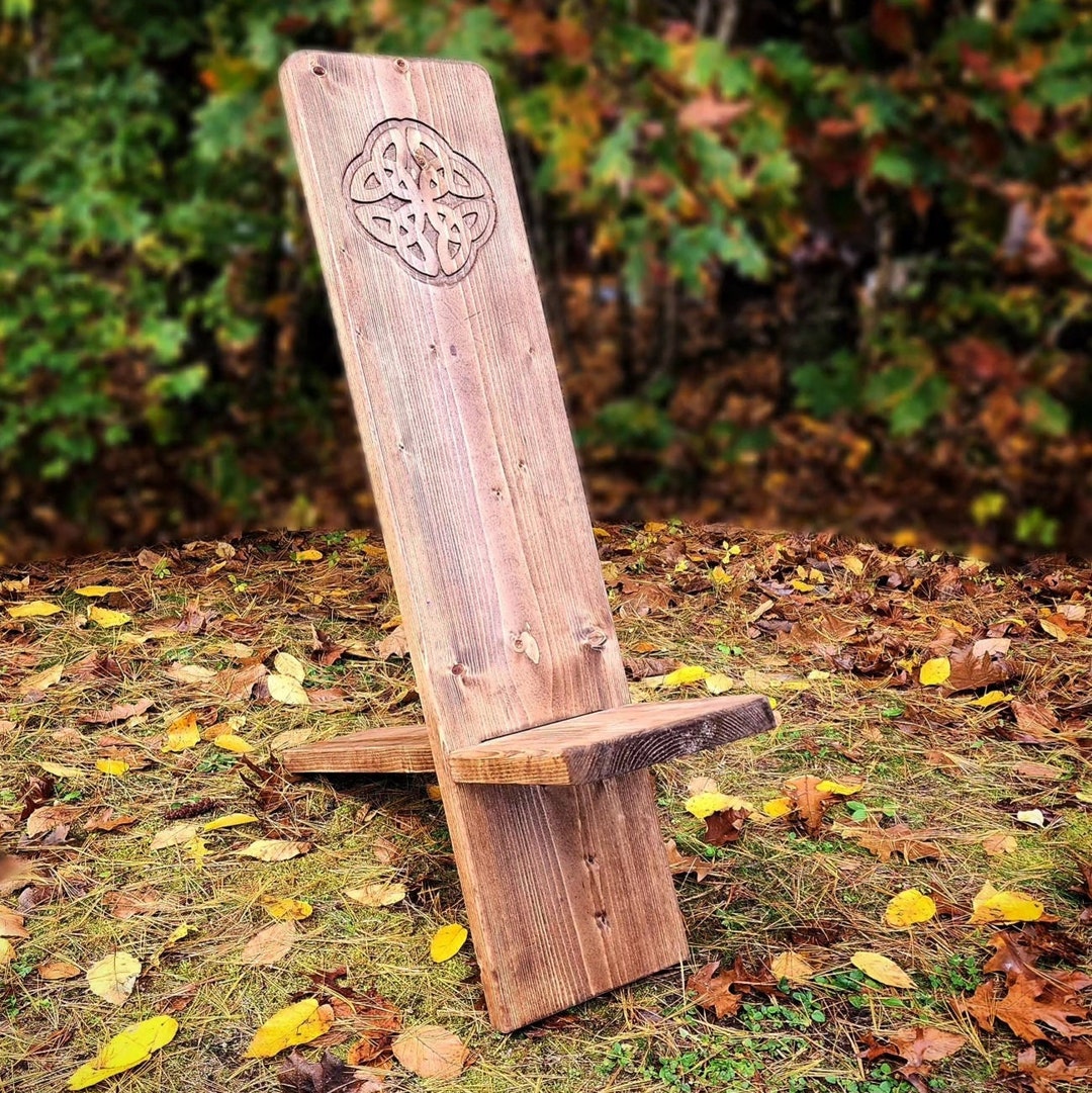 Viking Style Chair Rustic Camp Chair Personalized Engraved Wooden Chair