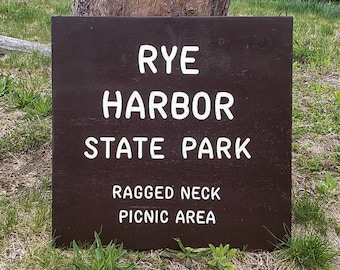 Rye Harbor State Park Hand Painted Sign, Wooden Sign, Nature Decor, Gift for Hikers, State Artwork, New Hampshire, Beach Art, New England
