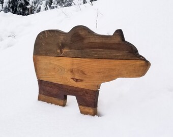 Wooden Bear Wall art, Cabin Decor, Reclaimed Wood, Rustic Art, Bear Gift, Ski Lodge Decor, Home Decor, Animal, Rustic, Aesthetic