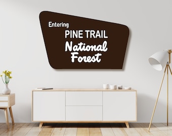 CUSTOM TEXT Large Replica Painted White Mountain National Forest Sign, New Hampshire Art, Wooden Sign, Nature Decor, Gift for Hiker