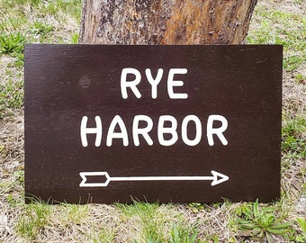 Rye Harbor Park Hand Painted Sign, Wooden Sign, Nature Decor, Gift for Hikers, State Artwork, New Hampshire, Beach Art, New England