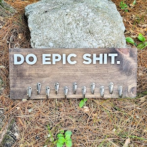 Rustic Wooden Running Medal Display - Epic Motivational Wall Art for Marathon, 5K, 10K Athletes