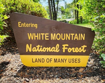 24" Hand Painted White Mountain National Forest Sign | New Hampshire Wooden Wall Art | Wooden Sign | Cabin Decor