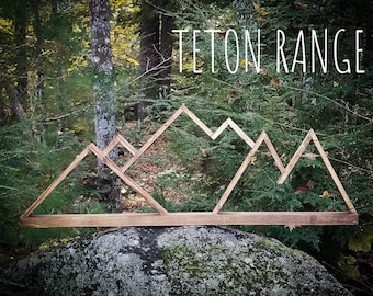 36" Long Teton Mountain Range Wooden Shelf | Artisan Crafted Geometric Wall Art