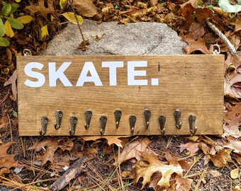 Wooden Medal Holder, Skating Accessories, Figure Skater Gift, Gifts for Skaters Medal Display, Hand Painted Rustic Wall Art