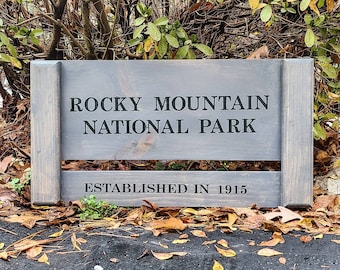 20" Replica Rocky Mountain National Park Sign, Colorado Art, Painted, Nature Decor, Gift for Hikers, Parks