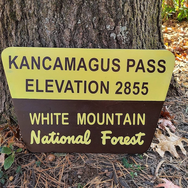 FREE SHIPPING, Replica Kancamagus Pass, New Hampshire Art, Wooden Sign, Nature Decor, Gift for Hikers, National Parks, Hand Painted