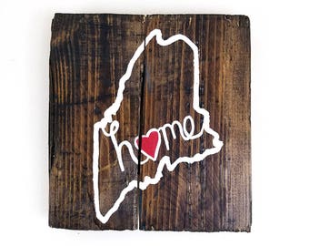 All States Available, Wooden Maine State Sign, Rustic Maine Décor, Wood Pallet Sign of Maine, Hand Painted Wall Art, Housewarming Gift