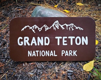 Grand Teton National Park Hand Painted Sign, Wooden Sign, Nature Decor, Gift for Hikers, State Artwork, New Hampshire, Natural Home Decor