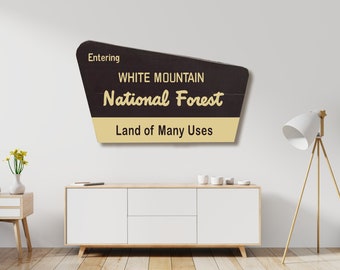 36" PAINTED White Mountain National Forest Sign | New Hampshire Art | Wooden Sign | Nature Decor | Gift for Hiker | Gift for Camper