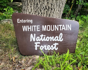 Multiple Sizes Replica White Mountain National Forest Sign, New Hampshire Art, Wooden, Nature Decor, Gift for Hikers, Parks