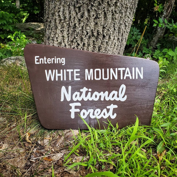 Multiple Sizes Replica White Mountain National Forest Sign, New Hampshire Art, Wooden, Nature Decor, Gift for Hikers, Parks