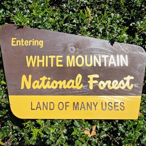 18" Hand Painted White Mountain National Forest Sign | New Hampshire Art | Painted Wooden Sign | Nature Decor | Gift for Hikers