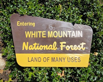 18" Hand Painted White Mountain National Forest Sign | New Hampshire Art | Painted Wooden Sign | Nature Decor | Gift for Hikers
