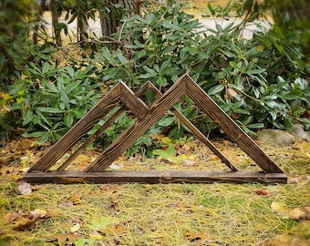 48" Long Wooden Mountain Shelf | Floating Shelf | Nature Decor | Cabin Decor | Gift for Hiker | Mountain Range Rustic Wall Art