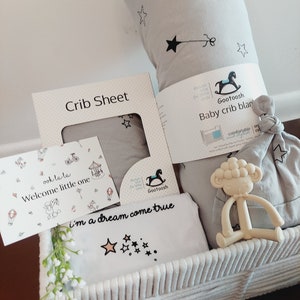 baby gift basket, baby gift set, baby shower gift, organic baby gift, baby gifts, galaxy theme gift, neutral baby gift, newborn gift