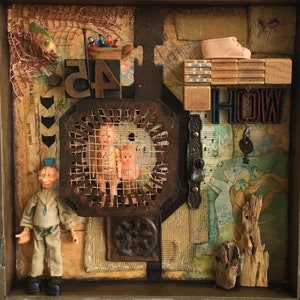 Im Falle von Kindern / Art Assemblage Shadow-Box / gefunden Objekt Kunst