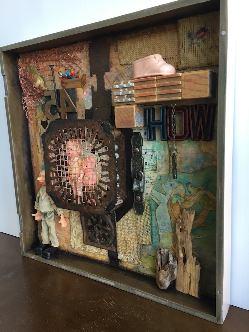 In The Case Of Children/ Art Assemblage Shadow box/ Found | Etsy