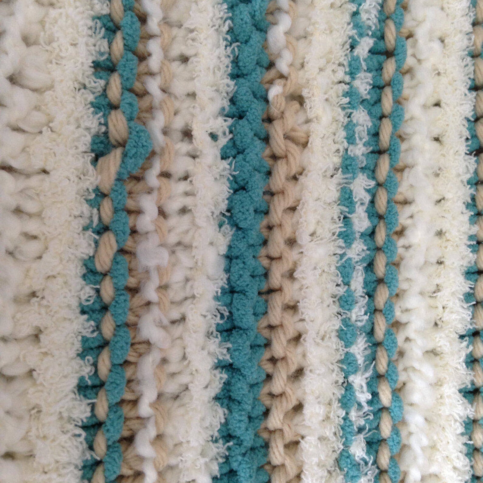 Queen Size Blanket Hand Knit Throw Bed Blanket Multi Colour Etsy