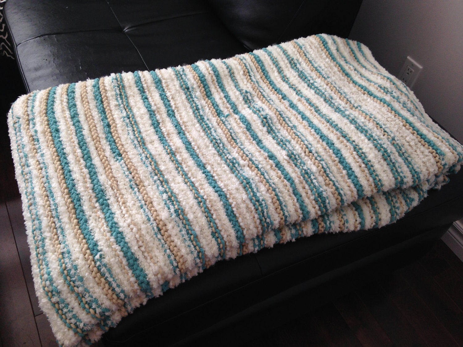 Queen Size Blanket Hand Knit Throw Bed Blanket Multi Colour Etsy