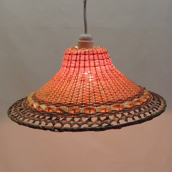 Suspension rotin /abat-jour/lustre /vintage