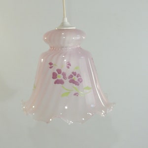 Tulip-shaped pink glass suspension /vintage