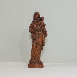 Wooden Sculpture Virgin and Child - Signed by Alain SICOULY - Vintage