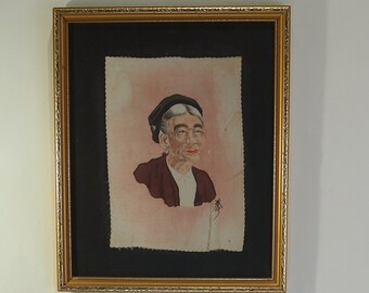 Painting on silk / watercolor / vintage