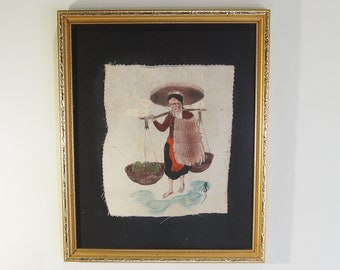 Painting on silk / watercolor / vintage