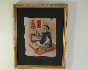 Painting on silk / watercolor / vintage