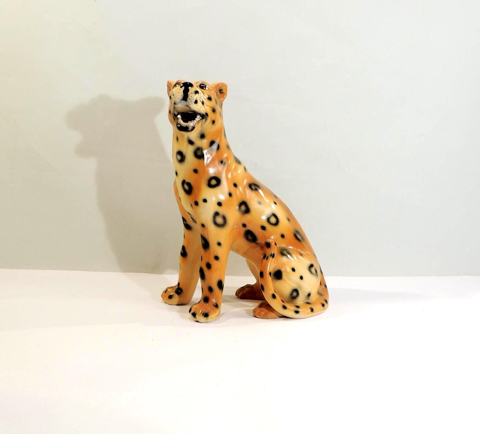Leopard IN Keramik Italienische Pink Möbel Haus Stil Gomorra Raubkatze Dekorativ