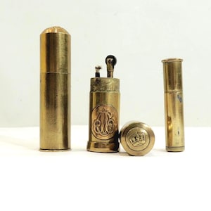 Vintage Brass Windproof Lighter Decorated with Crowns and Royal Crest – British Military Petrol Lighter – Collectible or Decorative