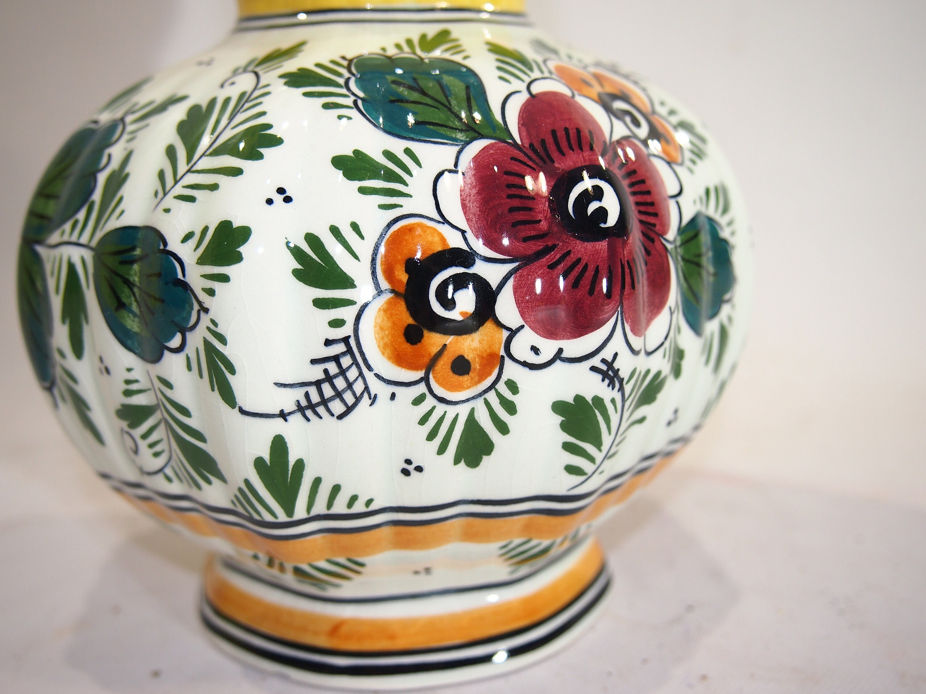 オランダのデルフト陶器のヴィンテージ手描き多色花瓶、花柄 - Etsy 日本
